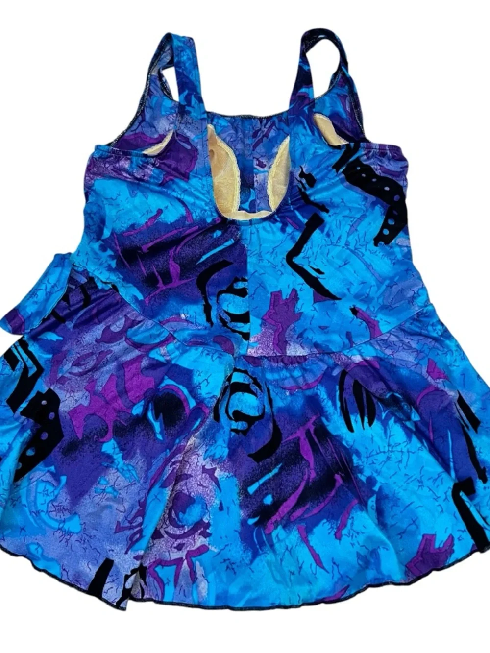 Vintage Le Cove 90s Skirted Swimsuit‎ 18W Teal Floral Built In Bra Modest Swim